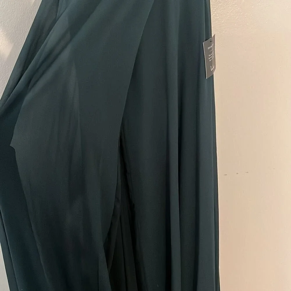 Lulus Dreamy Romance Forest Green Crossover Spaghetti Strap High Slit Maxi Dress